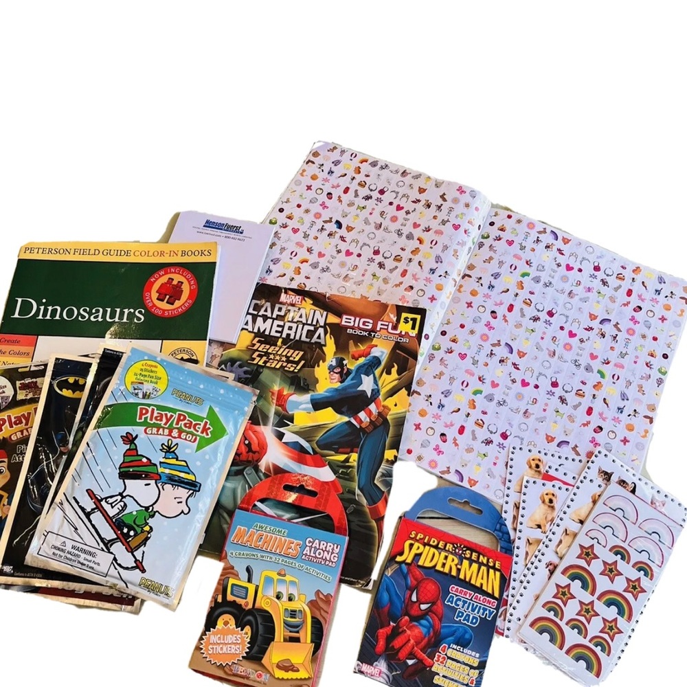 Activity Coloring Books Sticker Sheets Huge Lot Kids Craft Travel Packs School